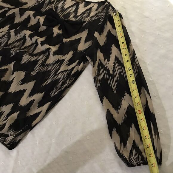 LAVISH MATERNITY Peasant Blouse L Chevron Stripe Bow Neck 3/4 Balloon Sleeve Top - Picture 5 of 8